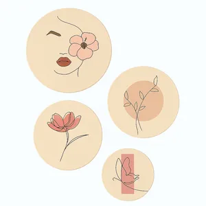 بشقاب دیوارکوب سفالی طرح مینیمال کد D502 مجموعه‌ 4 عددی