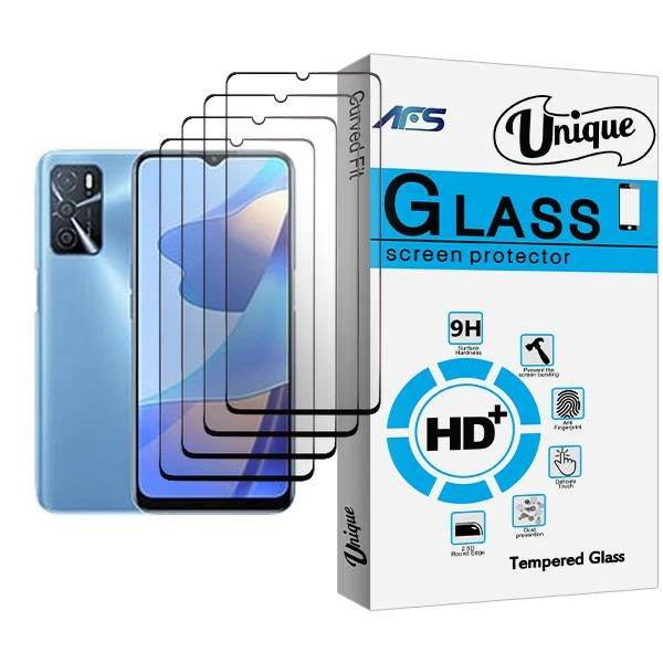 محافظ صفحه نمایش ای اف اس مدل Unique Glass MIX004 مناسب برای گوشی موبایل اوپو A16 بسته چهار عددی