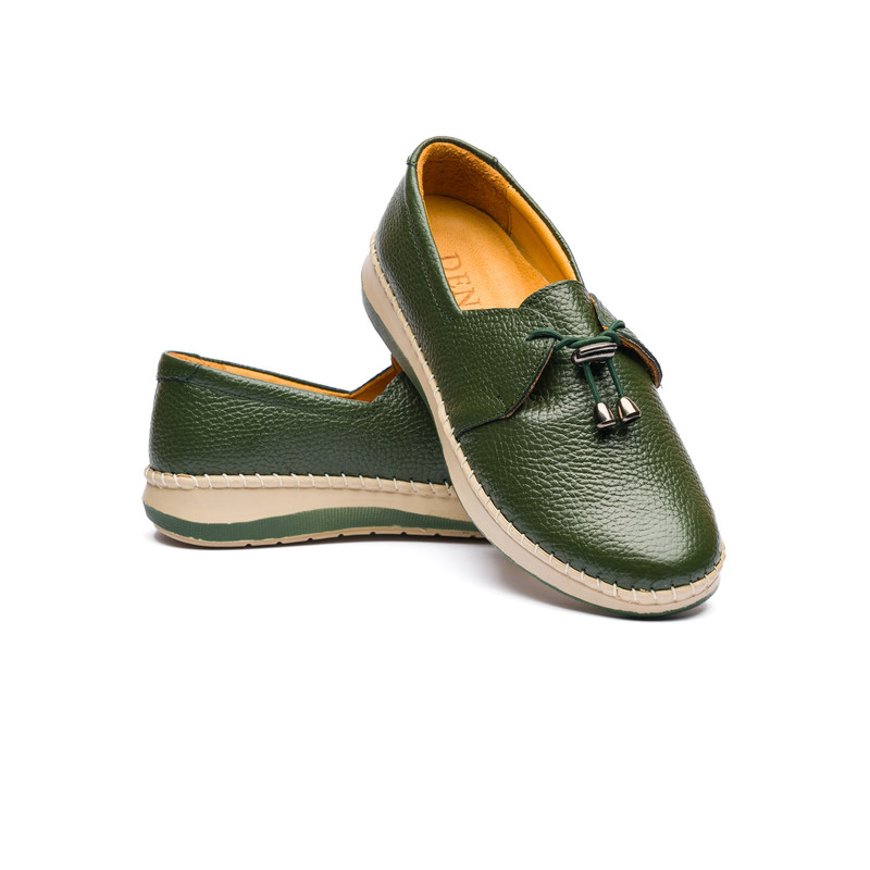 کفش طبی زنانه مدل تمام چرم رنگ یشمی