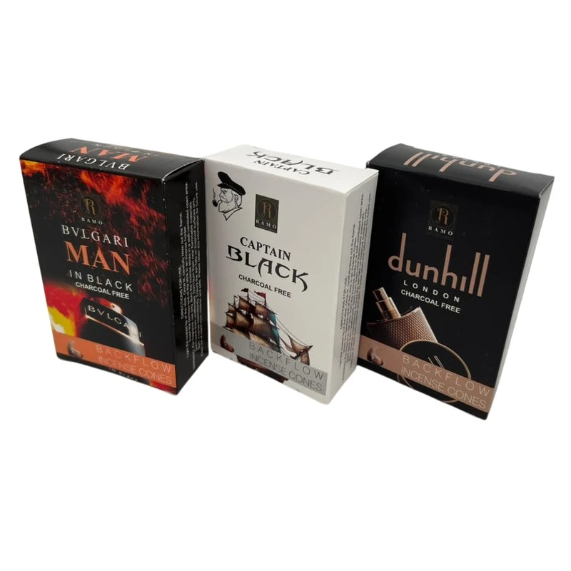 عود رامو مدل آبشاری رایحه دانهیل و کاپیتان بلک و بولگاری بسته 30 عددی