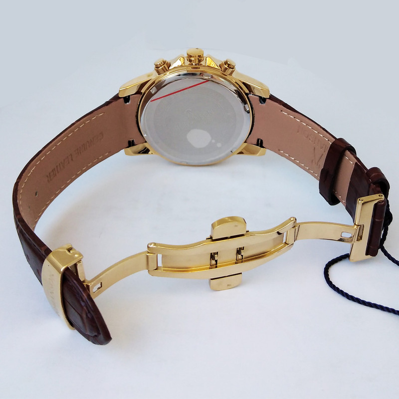 ساعت مچی عقربه‌ای مردانه رومانسون مدل بندچرمی کرنوگراف سه موتوره فعال پلاس کد 213