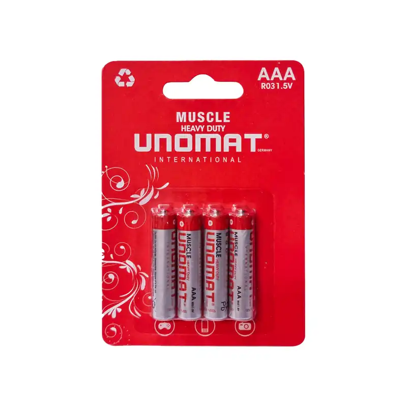 باتری نیم قلمی یونومات مدل heavy duty بسته 4 عددی