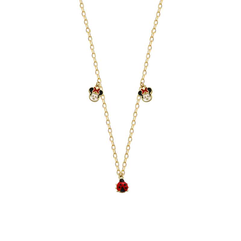 گردنبند طلا 18 عیار دخترانه ماوی گالری مدل زنجیر و میکی کفشدوزک