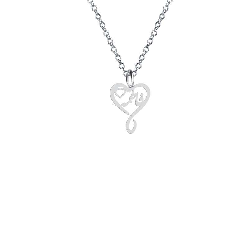 گردنبند نقره زنانه هایکا مدل قلب و فاطمه کد n.ha2-315