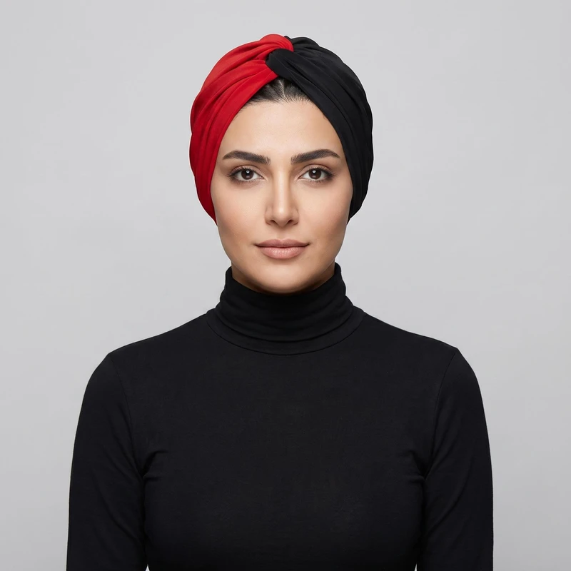 توربان مدل گره ای دو رنگ شایان
