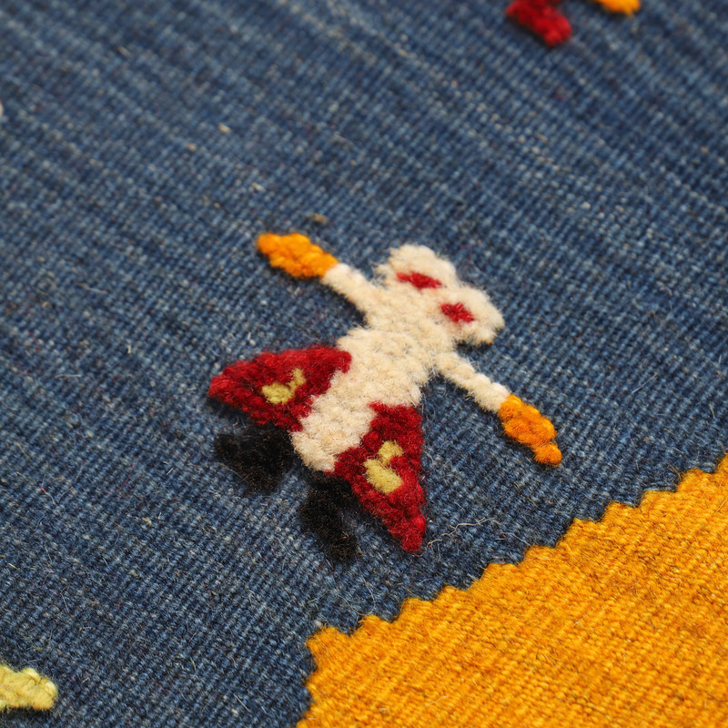 گلیم گبه دستبافت یک و نیم متری مدل عروسکی کد 4030554