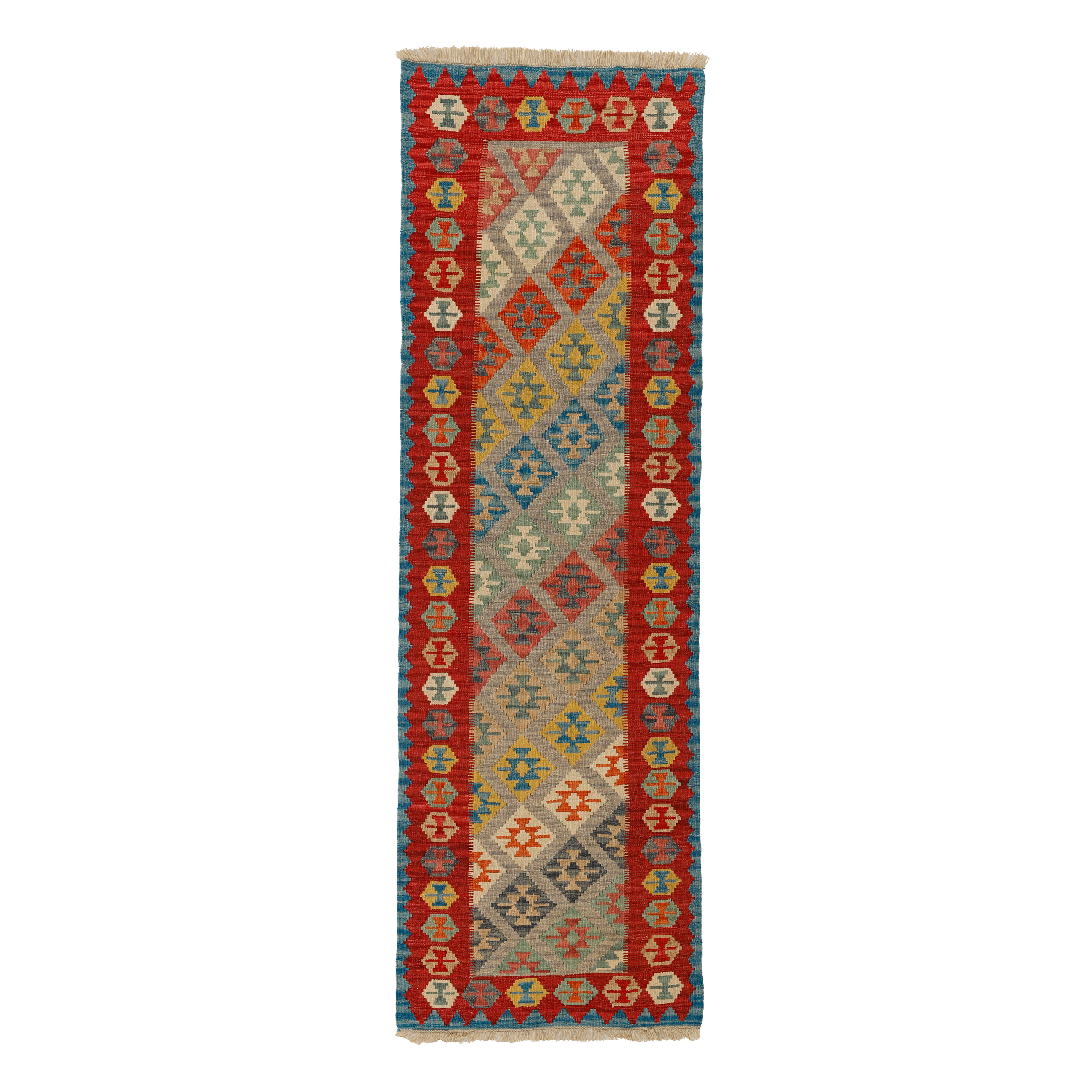 گلیم دستبافت کناره طول سه متری مدل قشقایی کد 598585