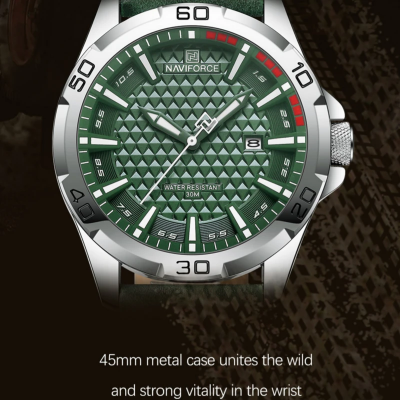 عکس شماره 9 : ساعت مچی عقربه-ای مردانه نیوی فورس مدل تقویم دار بند جیر کد nf8023-s-gn