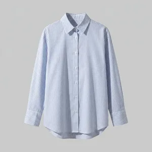 women blue striped cotton shirt