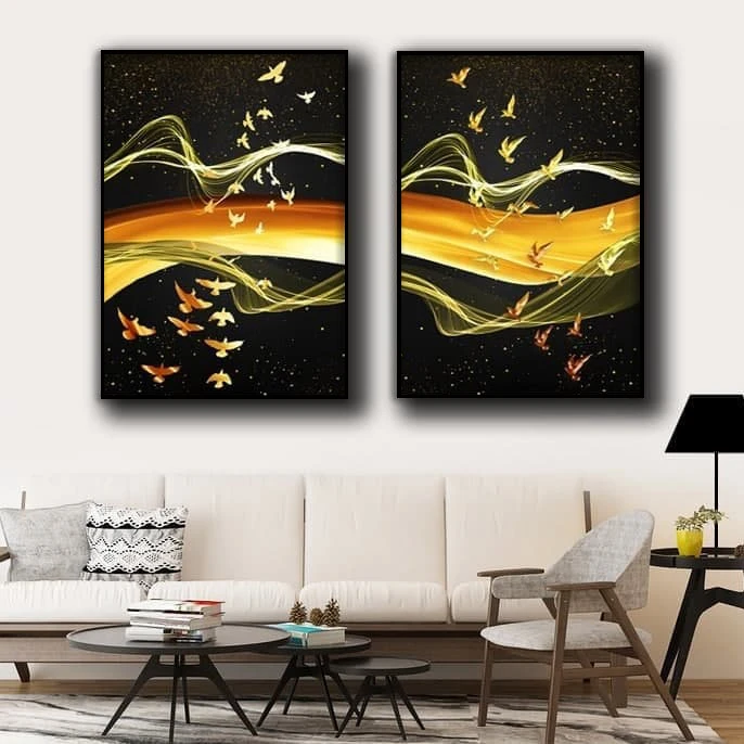 تابلو آتریسا طرح پرنده مدرن مدل AT00444 مجموعه 2 عددی  