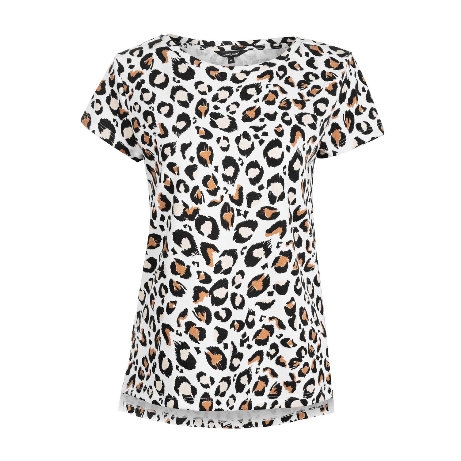 تی شرت آستین کوتاه زنانه جوتی جینز مدل پلنگی کد 1551182 رنگ سفید -  - 1