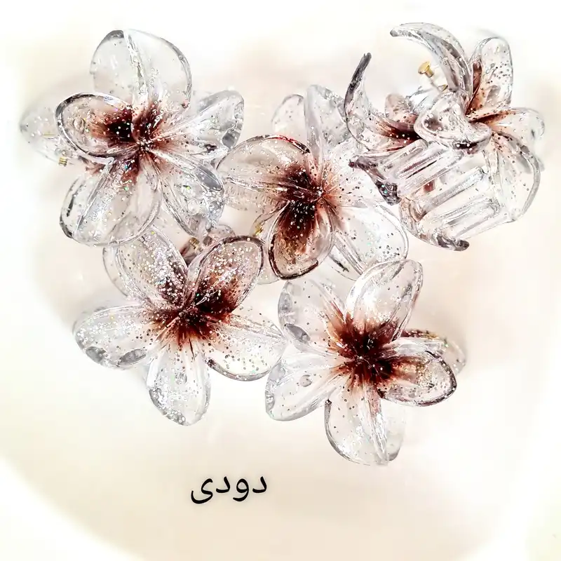 کلیپس مو زنانه مدل گل پلومریا کد brg 420 بسته 2 عددی