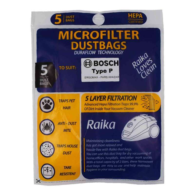 پاکت جاروبرقی رایکا مدل 2000 مناسب بوش و زیمنس بسته 5 عددی