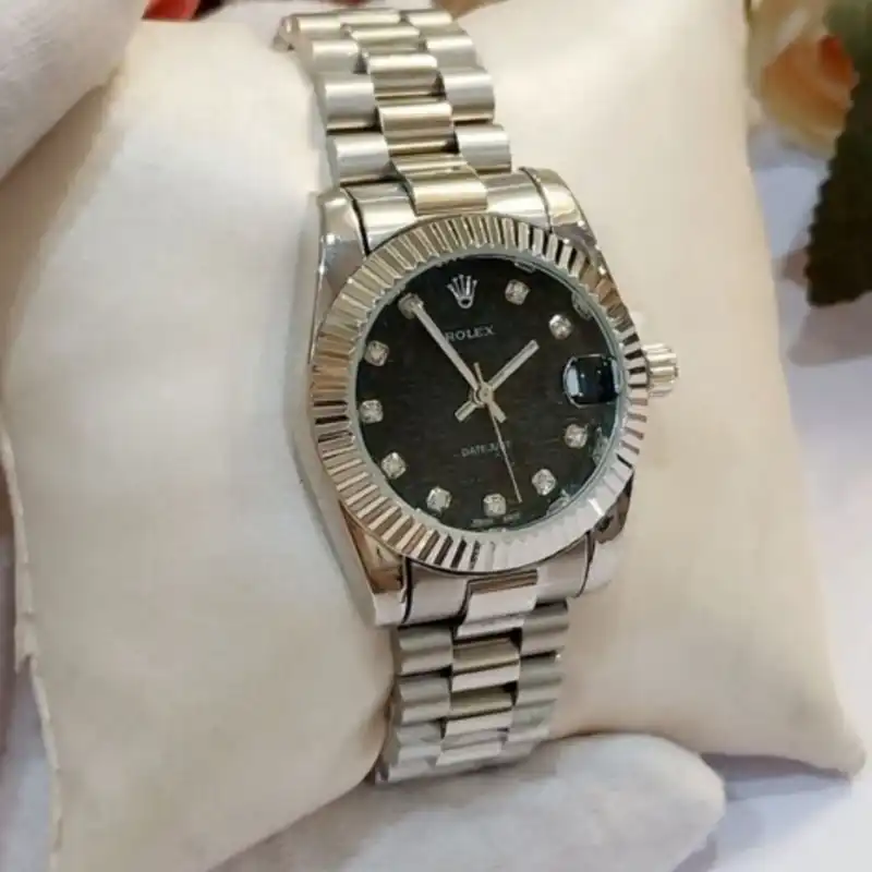 ست ساعت مچی عقربه ای زنانه و مردانه  مدل دیت جاست نگینی کد 01