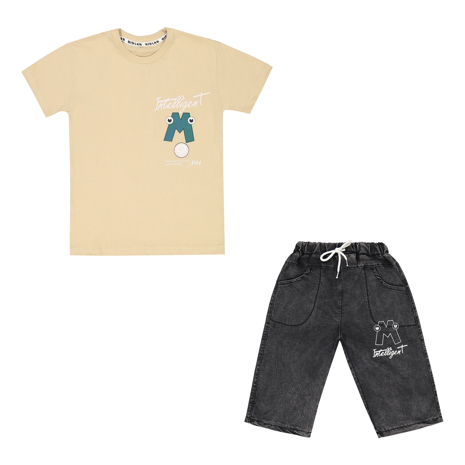 ست تیشرت و شلوارک پسرانه نیدلان مدل m4175 - - 1