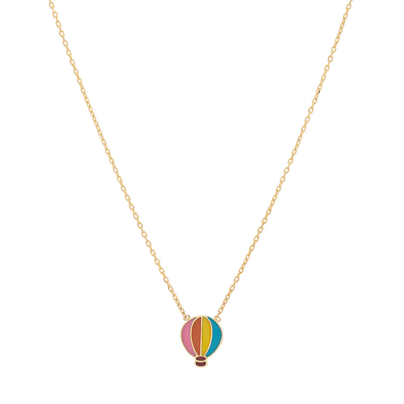 گردنبند طلا 18 عیار زنانه با طرح حلقه‌ای (فلامینگو) وی گالری مدل بالن با میناکاری کد 19912969