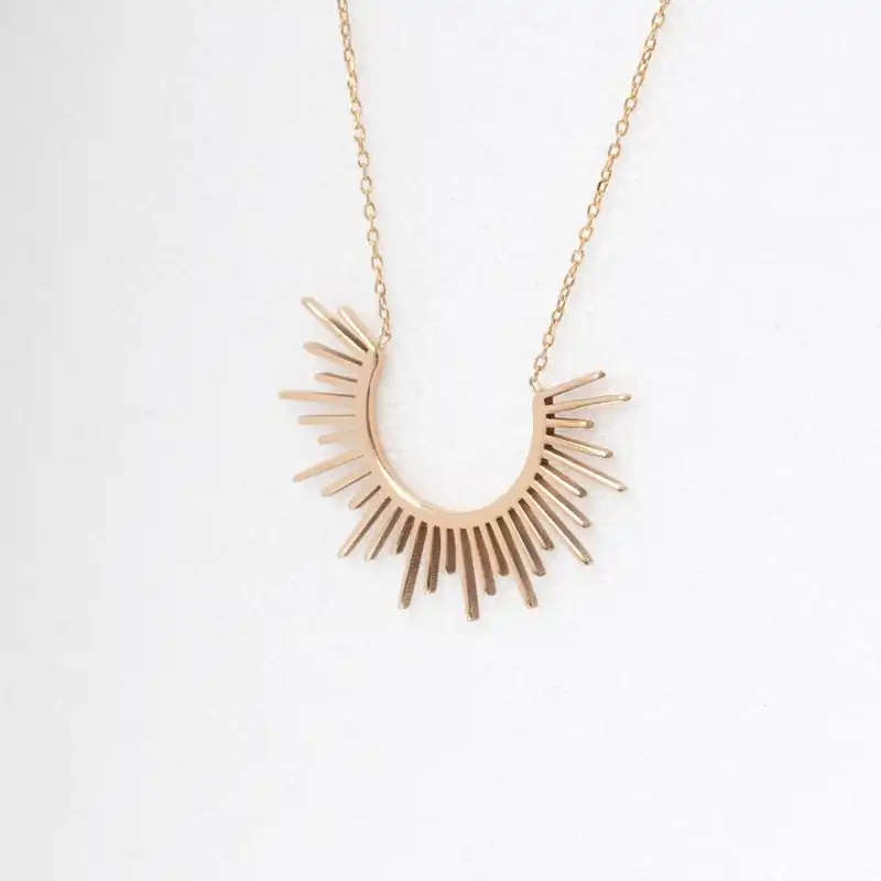 گردنبند طلا 18 عیار زنانه الی گلد گالری مدل خورشید کد 1500kh