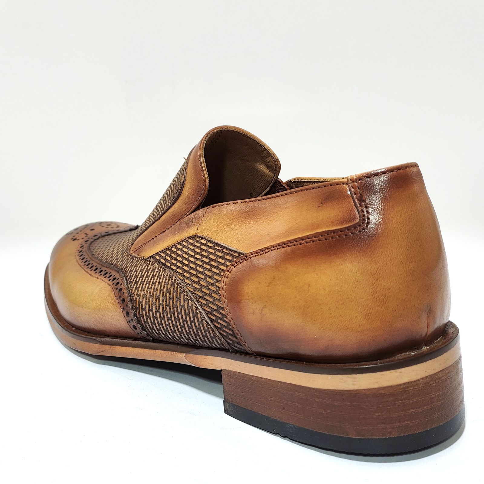 کفش مردانه کرمانی مدل چرم طبیعی دستدوز کد 1047 رنگ عسلی -  - 6