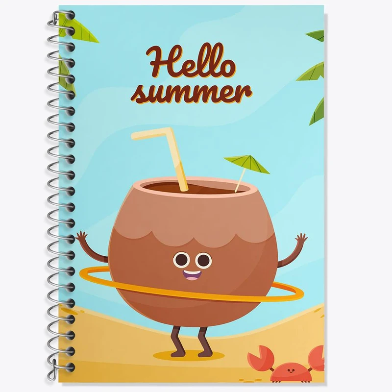 دفتر زبان 50 برگ خندالو مدل دو خط طرح نارگیل کد 8622