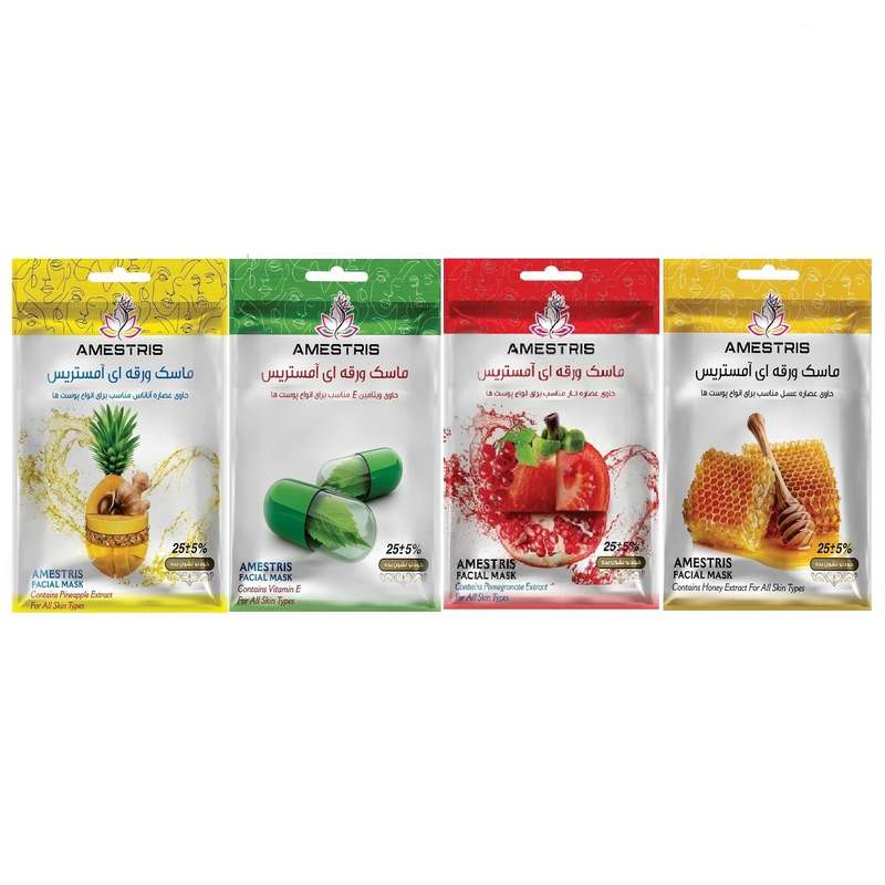 ماسک صورت آمستریس مدل میوه ای وزن 25 گرم بسته 4 عددی