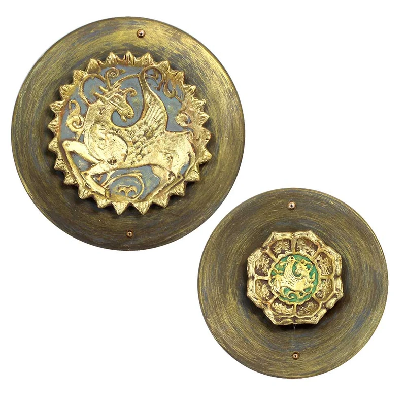 بشقاب دیوارکوب سفالی مدل اسب کد 20-25 مجموعه 2 عددی