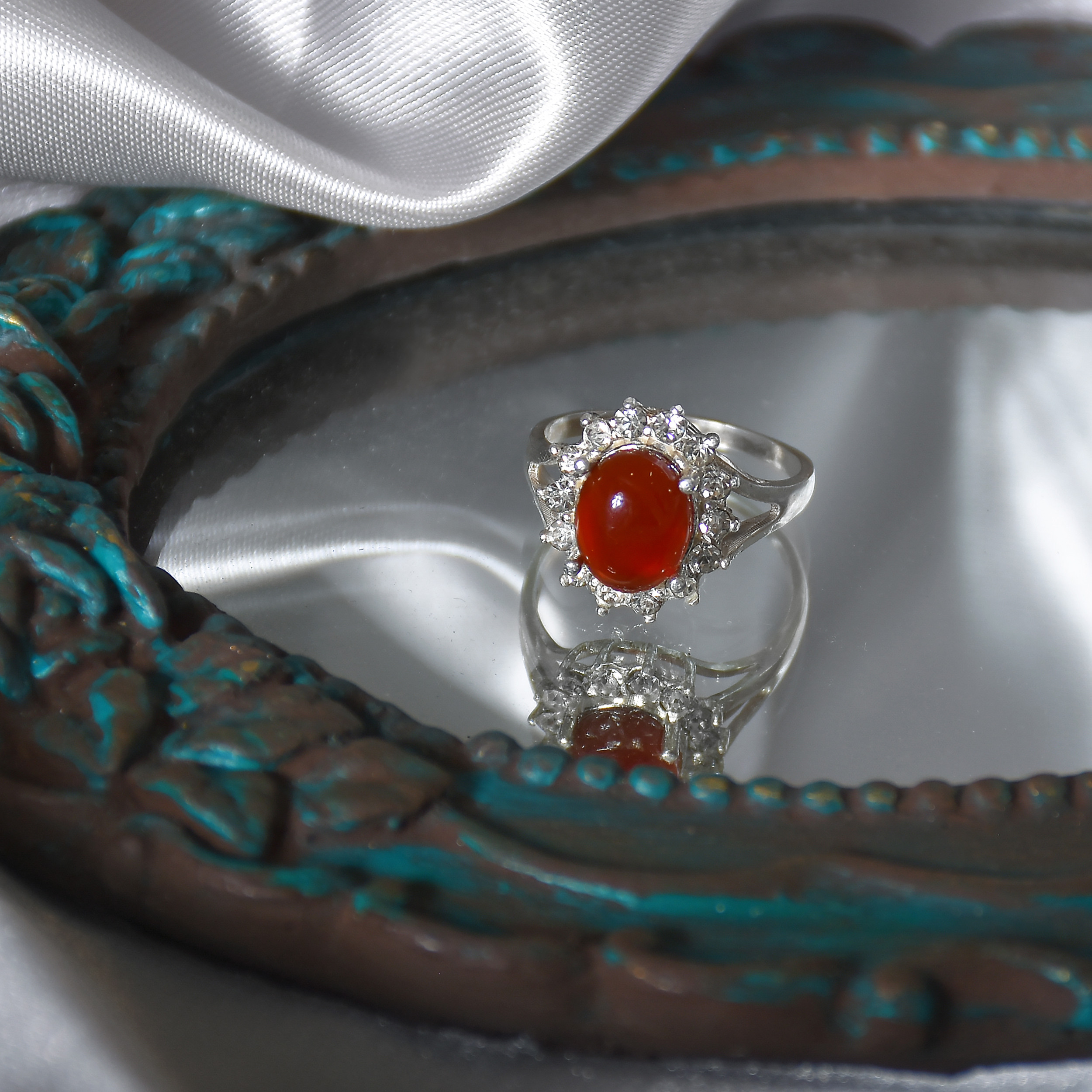 انگشتر نقره زنانه نقره جات لطفی مدل عقیق کد ANSH03