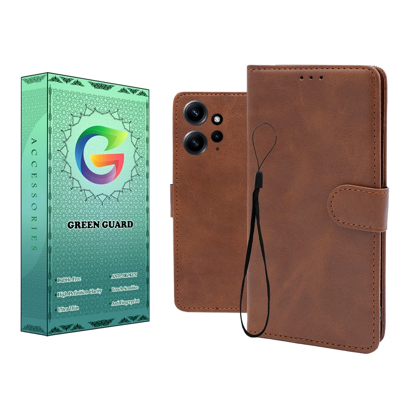 کیف کلاسوری گرین گارد طرح چرمی مدل Landing مناسب برای گوشی موبایل شیائومی Redmi Note 12 4G به همراه بند آویز