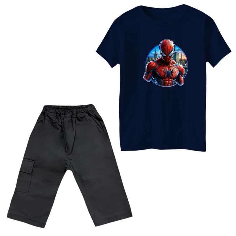 ست تی‌شرت و شلوارک پسرانه مدل اسپایدرمن کد 01