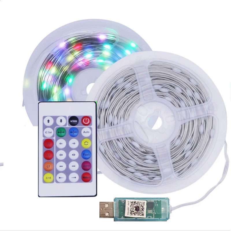 ریسه ال ای دی مدل فول کالر هوشمند بلوتوثی کد RGB IC usb 5v طول 10 متر