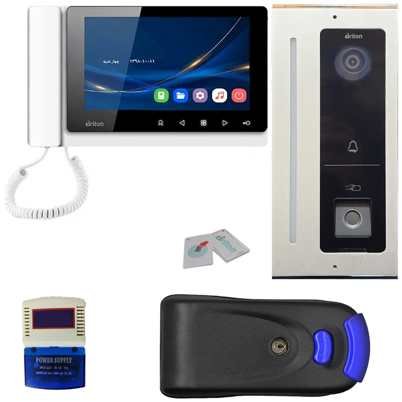 مجموعه دربازکن اثر انگشتی تصویری برایتون مدل 1020-5001HD یک واحدی به همراه قفل برقی
