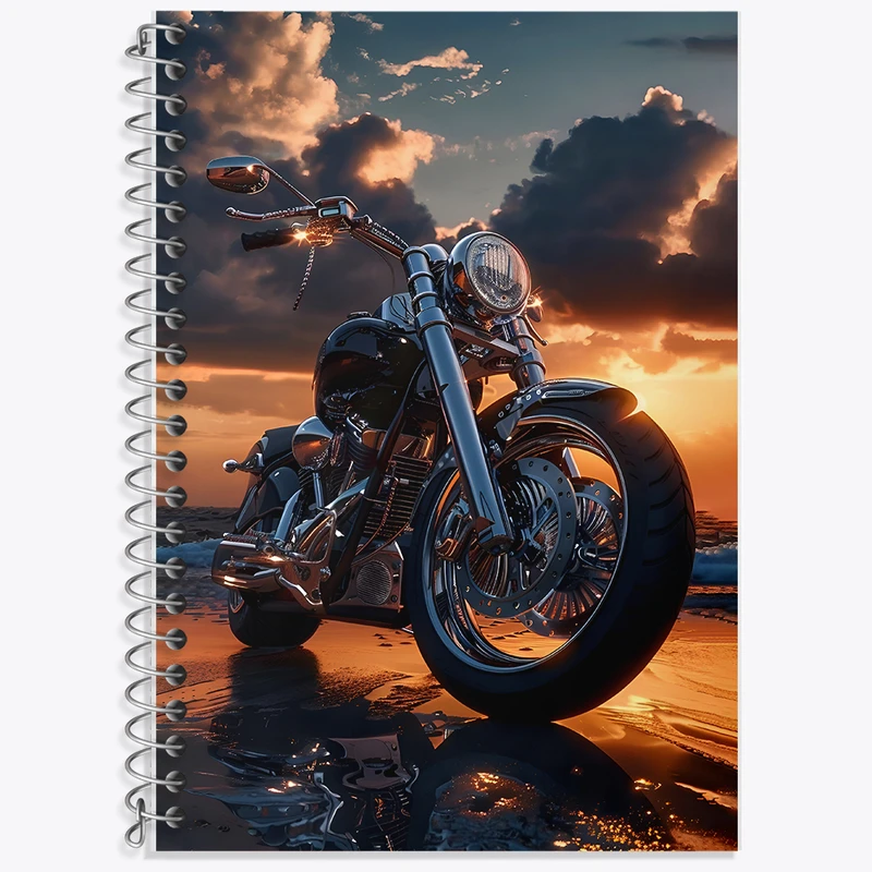 دفتر زبان 50 برگ خندالو مدل سه خط طرح موتور سیکلت (Motorcycle) کد F7020