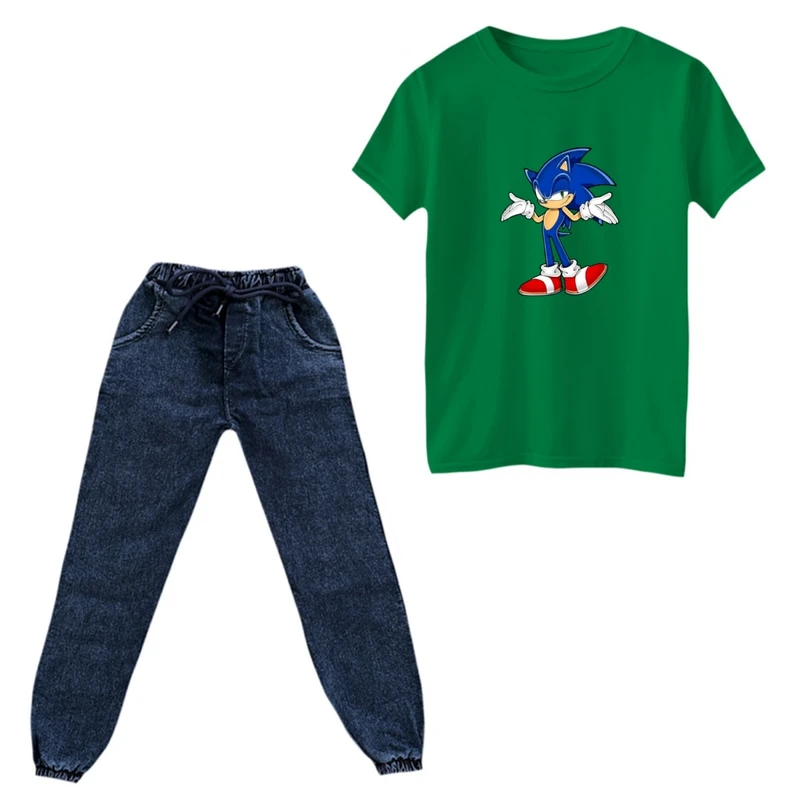 ست تی‌شرت و شلوار پسرانه مدل سونیک کد 02