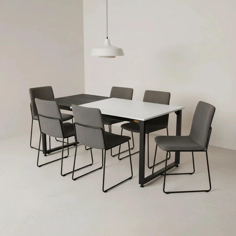 میز ناهارخوری شش نفره دیزم مدل مونتاژی LNC_asm_150×90_Di_BAW