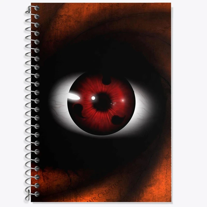 دفتر زبان 50 برگ خندالو مدل دو خط طرح شارینگان اوبیتو انیمه ناروتو Naruto کد 11281