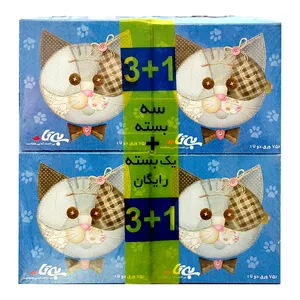 دستمال کاغذی 75 برگ بی تا مدل BIT_Cat04_DB بسته 4 عددی