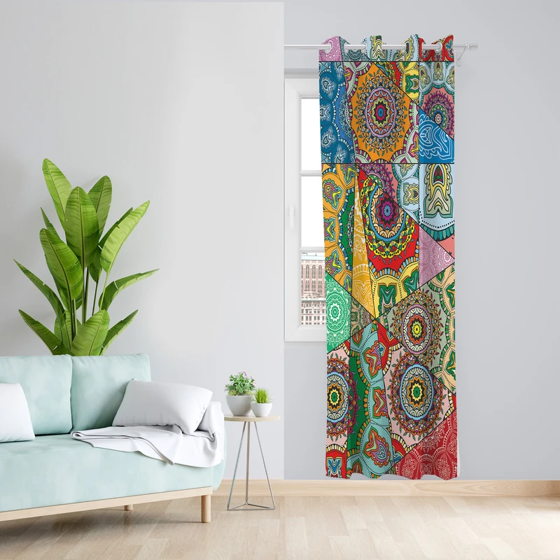 پرده طرح سنتی رنگی مدل مخمل پانچی کد  L106 Z سایز 140x200 سانتی متر