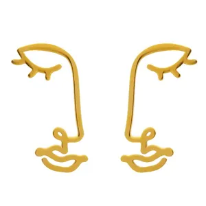 گوشواره طلا 18 عیار زنانه آمانژ طرح نیم رخ کد 1261D9191