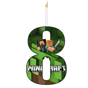 تاپر شمع تولد مدل عدد 8 طرح ماینکرافت