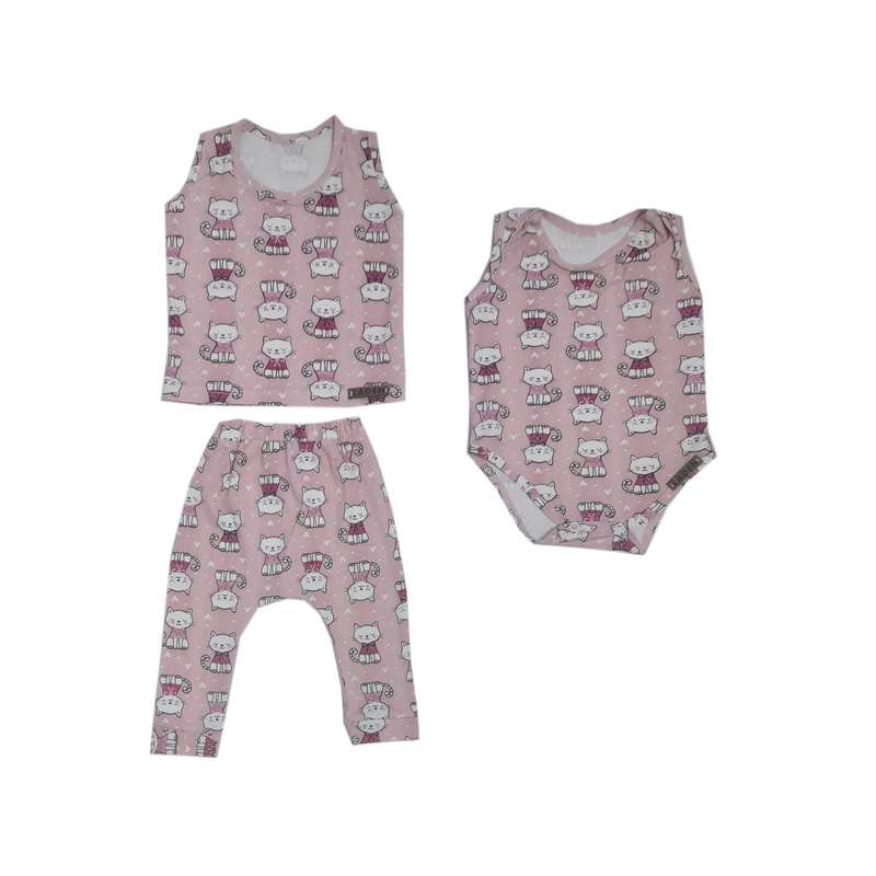 ست 3 تکه لباس نوزادی مدل گربه ای کد 2021