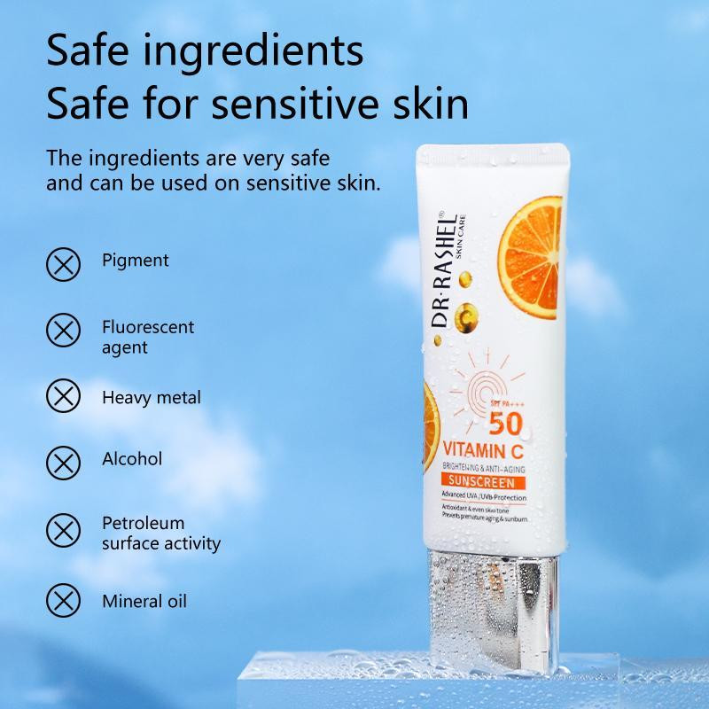 کرم ضد آفتاب بدون رنگ دکتر راشل SPF 50 مدل ویتامین سی مناسب انواع پوست حجم 50 میلیلیتر کرم ضد آفتاب بدون رنگ دکتر راشل SPF 50 مدل ویتامین سی مناسب انواع پوست حجم 50 میلیلیتر