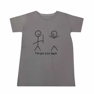 تی شرت آستین کوتاه زنانه مدل آدمک رنگ طوسی