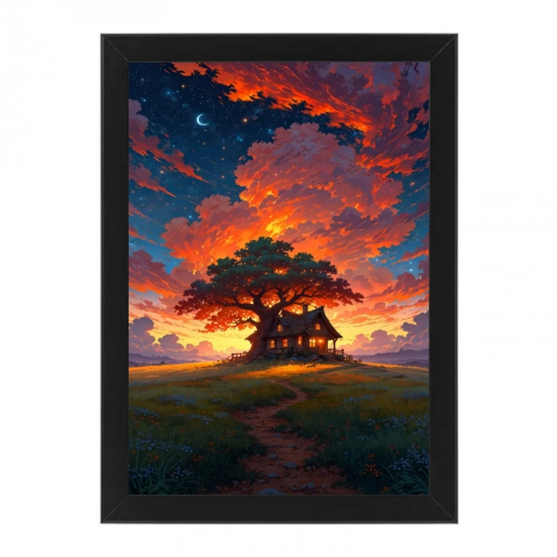 تابلو نوری بکلیت مدل طرح منظره درخت جادویی مدل B-pe2001