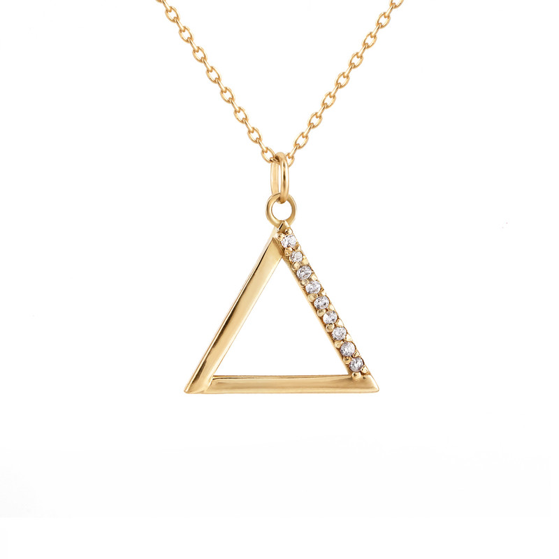 گردنبند طلا کم اجرت 18 عیار زنانه با زنجیر کابلی بان گالری مدل مثلت اوریگامی