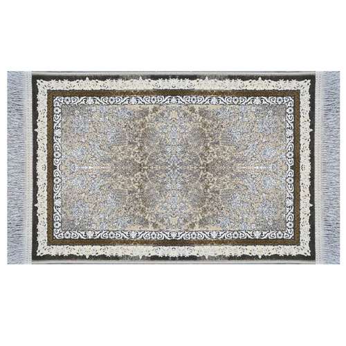 فرش ماشینی 1200 شانه خواجوی زمینه کرم حاشیه طوسی مدل کناره