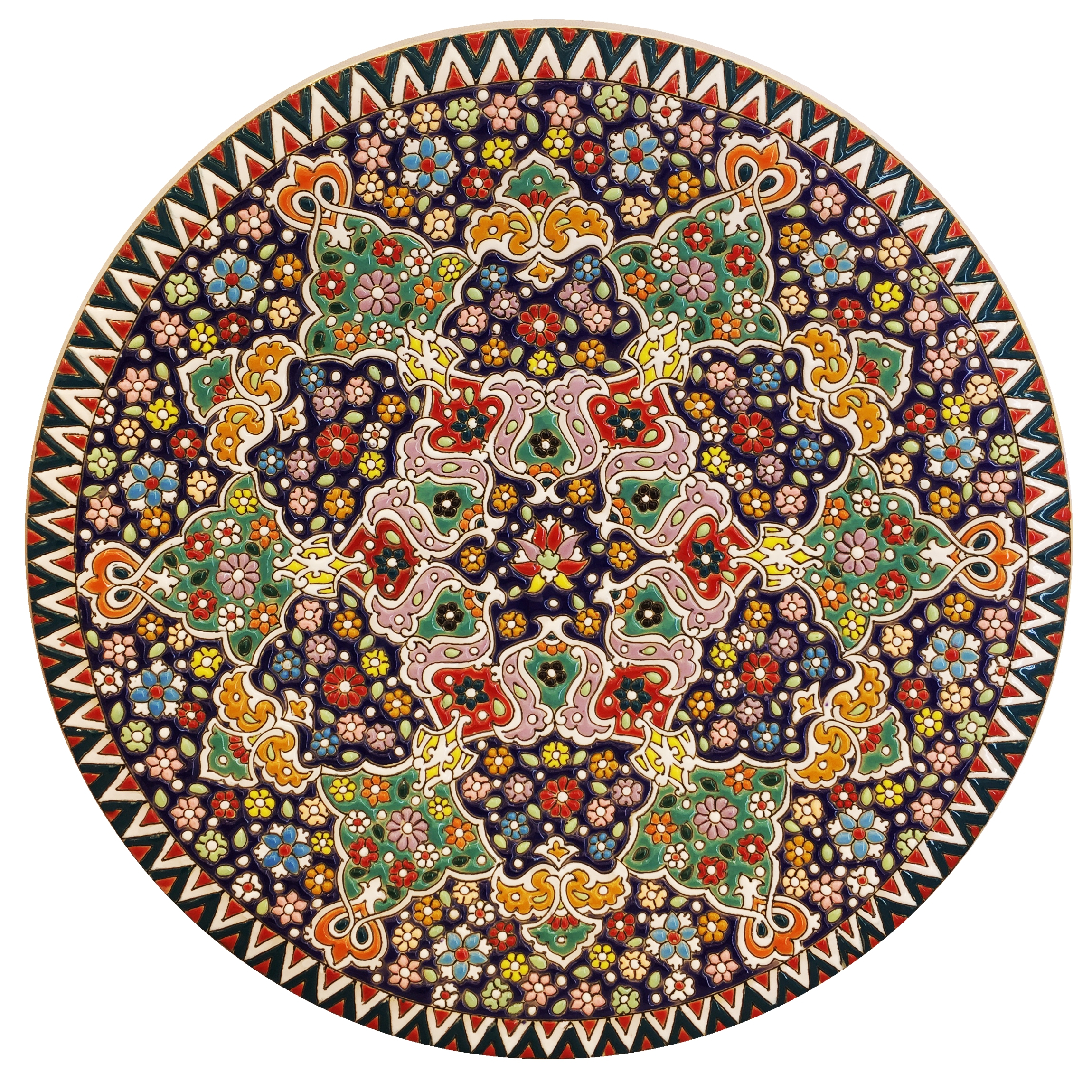 بشقاب میناکاری سفالی زمانیان کد ZMN30046