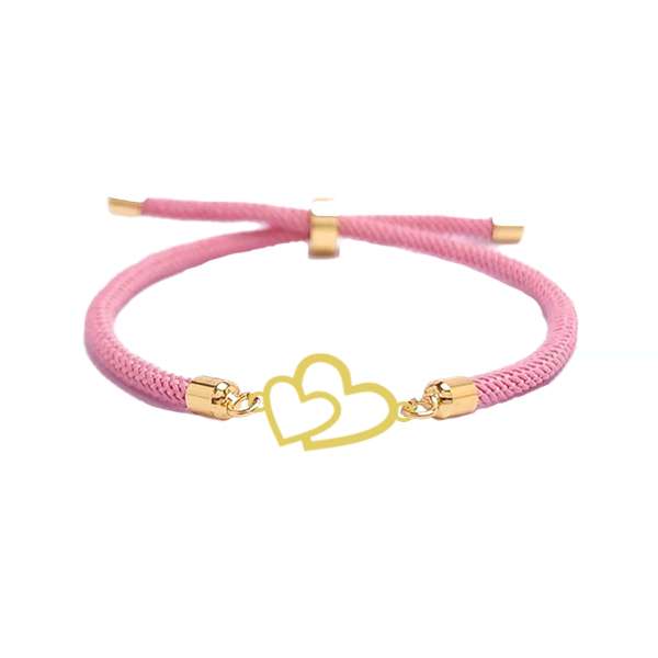 دستبند طلا عیار 18 زنانه مدل آسانسوری پلاک دار دوقلب دستبند طلا عیار 18 زنانه مدل آسانسوری پلاک دار دوقلب