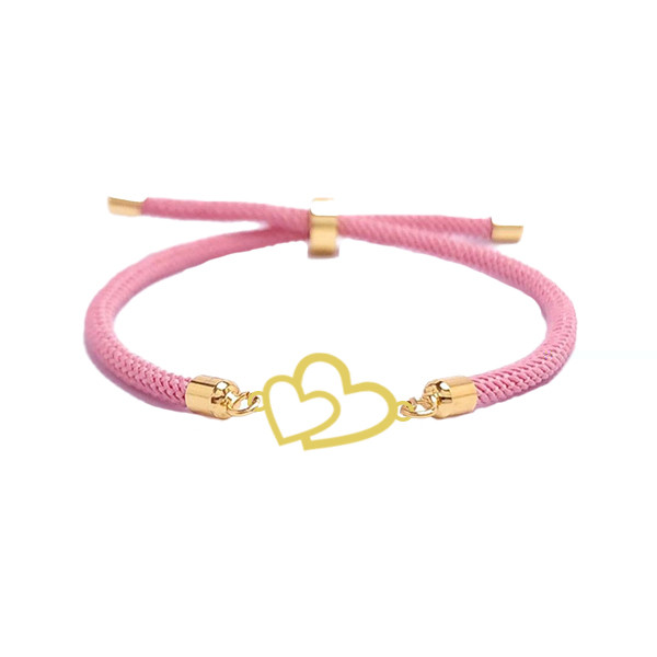 دستبند طلا عیار 18 زنانه مدل آسانسوری پلاک دار دوقلب دستبند طلا عیار 18 زنانه مدل آسانسوری پلاک دار دوقلب