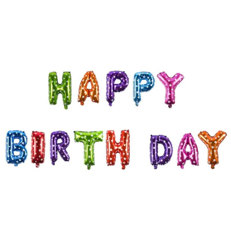 بادکنک فویلی پارتی لند تهران مدل HAPPY BIRTHDAY کد 7016 مجموعه 13 عددی