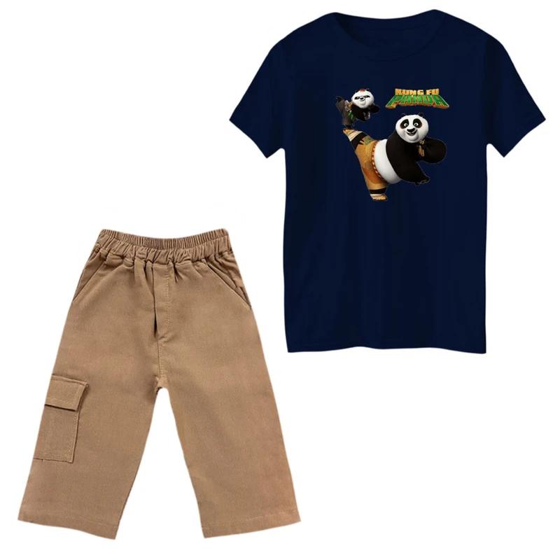 ست تی‌شرت و شلوارک پسرانه مدل پاندا کنفوکار