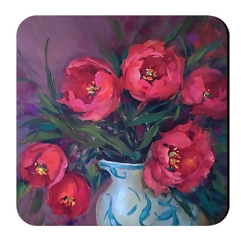 زیرلیوانی طرح گلدان و گل کد wzl07